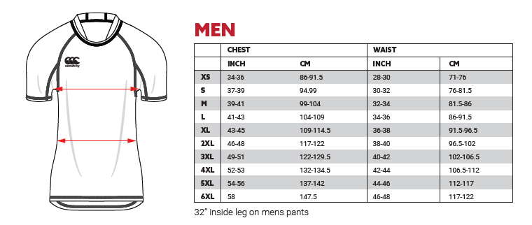 men size chart